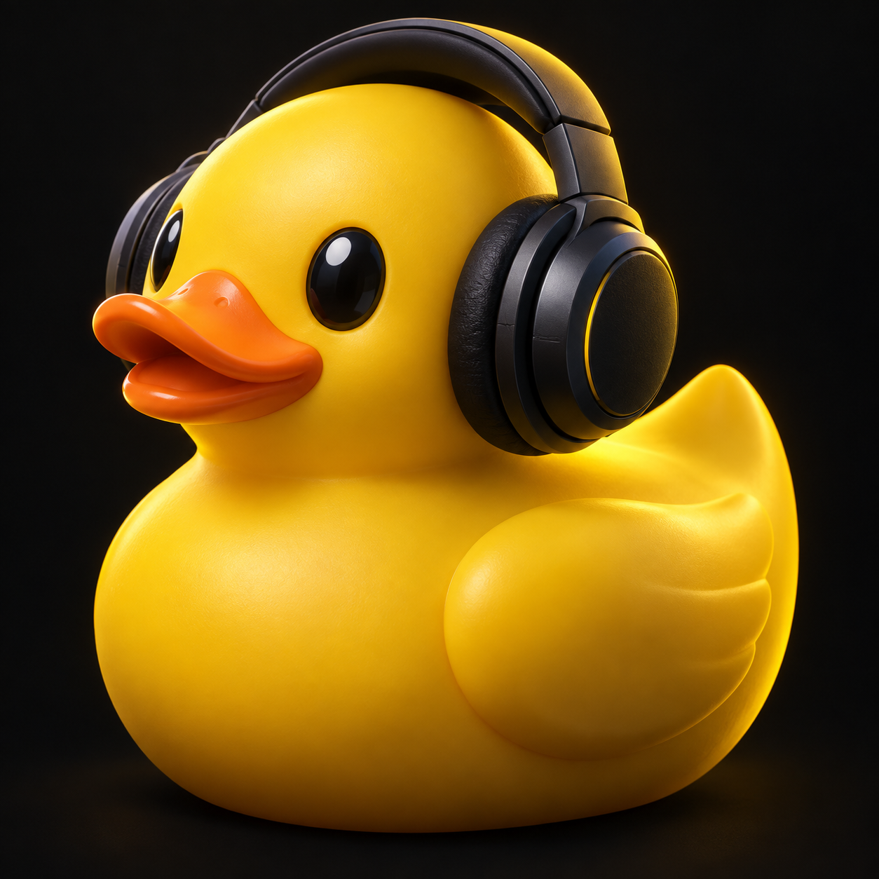 Żółta kaczka w słuchawkach — maskotka Duckies